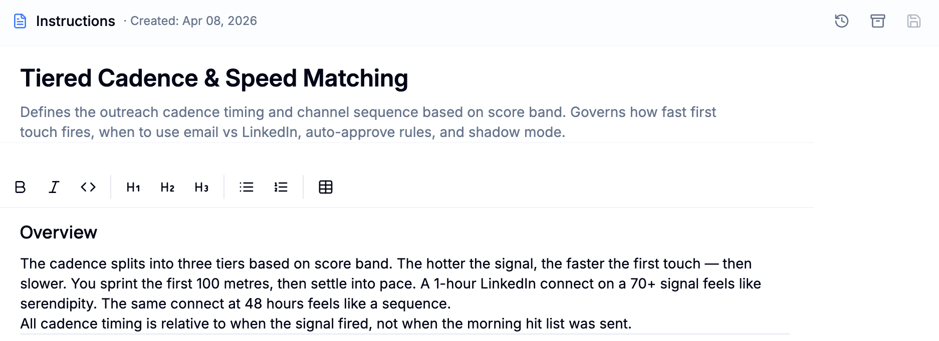 SwanAI — Tiered Cadence & Speed Matching workflow